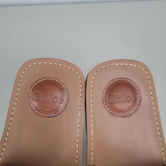 Chloe Woody Sandals Slides Flats Logo Multicolor Stitch Size 38 US size 8 - Picture 8 of 14
